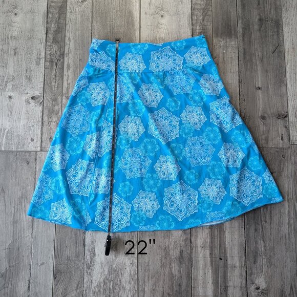 Tranquility Colorado Cloth, Aqua Blues Mandala Print, Stretch A Line Skirt, Sz S - Picture 6 of 7
